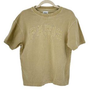 Zara "Paris" Yellow 100% Cotton T Shirt Size 11-12